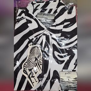 Etro Zebra Print Men's Casual Button Down Shirt - Black and White